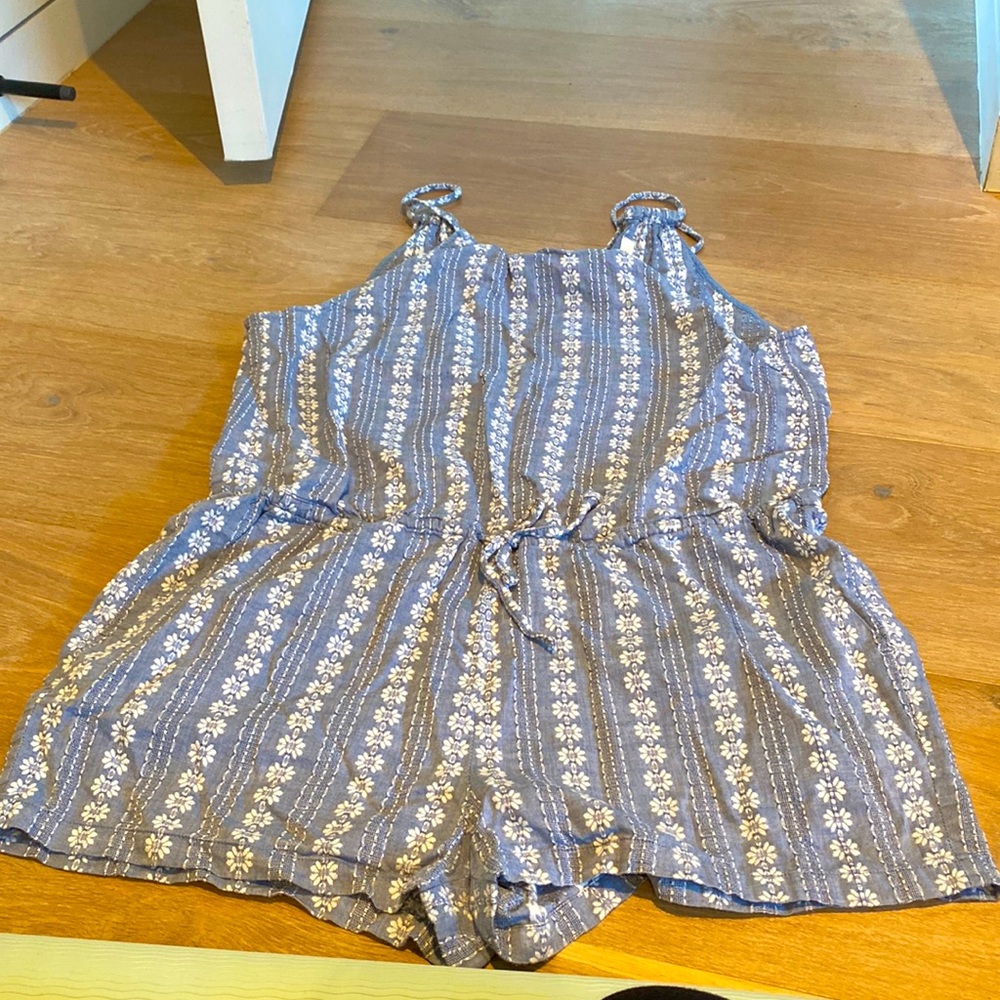 Madewell chambray romper with flowers